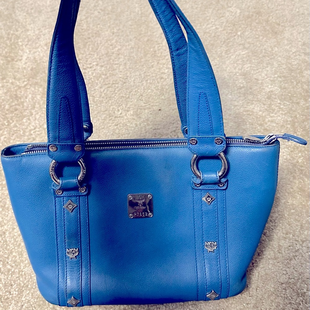 MCM blue vintage tote bag